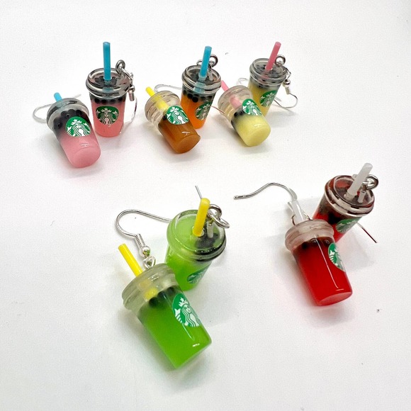 Starbucks Earrings - Boba Beads Earrings - Drink Earrings - Milk Tea Earrings - Picture 3 of 10